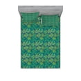 thumbnail image 1 of Ambesonne Leaves Fitted Sheet & Pillow Sham Set, Hawaiian Tropical Foliage, Full, Green Night Blue, 1 of 3