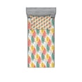 thumbnail image 1 of Ambesonne Leaves Fitted Sheet & Pillow Sham Set, Pastel Botany on Spots, Twinxl, White Multicolor, 1 of 2