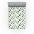 thumbnail image 1 of Ambesonne Leaves Fitted Sheet, Retro Leaf Watercolor Print, California King, Sea Green and Pistachio Green, 1 of 5