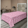 thumbnail image 1 of Ambesonne Leaves Flat Bedding Sheet Soft Top Sheet, Pink Aloha Leaf Botanical, Twin XL, Pink and White, 1 of 1