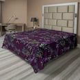 thumbnail image 1 of Ambesonne Leaves Flat Bedding Sheet Soft Top Sheet, Watercolor Modern Leaf Print, Full, Plum Fuchsia and Green, 1 of 1