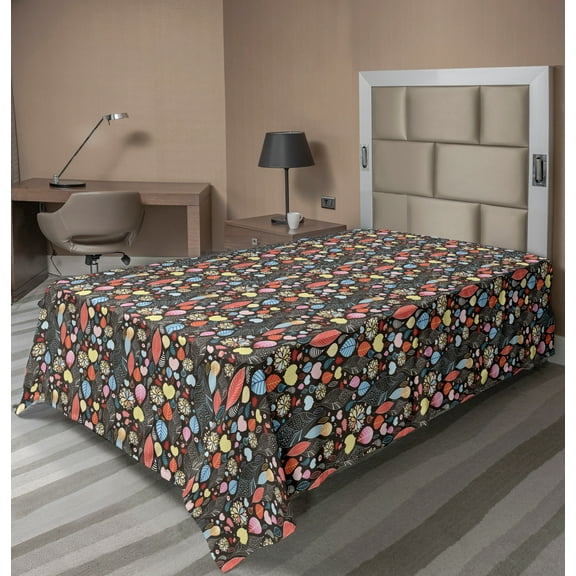 Ambesonne Leaves Flat Sheet, Birds Foliage Flowers, Twin Size, Multicolor