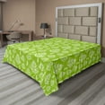 thumbnail image 1 of Ambesonne Leaves Flat Sheet, Fern Herbs with Paint Stains, King Size, Lime Green White, 1 of 1