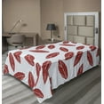 thumbnail image 1 of Ambesonne Leaves Flat Sheet, Modern Abstract Leaf Motif, Twin Size, Pale Blue Ruby, 1 of 1