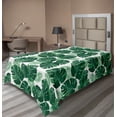 thumbnail image 1 of Ambesonne Leaves Flat Sheet, Monstera Pinnate Palmate, TwinXL Size, White and Jade Green, 1 of 1