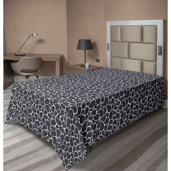 Ambesonne Leaves Flat Sheet, Teardrop Shapes Grunge, Twin Size, Taupe and Off White