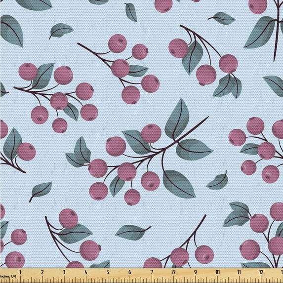 Ambesonne Leaves Greenery Fabric by the Yard Upholstery, Tropical Leafy Art, 10 Yards, Pale Blue Dried Rose