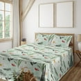 thumbnail image 1 of Ambesonne Leaves Greenery Fitted & Flat Sheet with Shams 4 Pcs Set, Meadow Leafy Art, Calking, Almond Green Laurel Green, 1 of 5