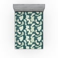 thumbnail image 1 of Ambesonne Leaves Greenery Fitted Sheet, Boho Autumn Leaves, California King, Hunter Green Pale Green, 1 of 5