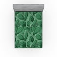 thumbnail image 1 of Ambesonne Leaves Greenery Fitted Sheet, Botany Gaultheria, Full Size, Fern Green Forest Green, 1 of 5