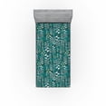 thumbnail image 1 of Ambesonne Leaves Greenery Fitted Sheet, Fantasy Leafy Art, Twin Size, Teal Cadet Blue and Mustard, 1 of 5