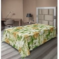thumbnail image 1 of Ambesonne Leaves Greenery Flat Bedding Sheet Soft Top Sheet, Wild Poppy Rose Art, Twin, Olive Green and Peach, 1 of 1
