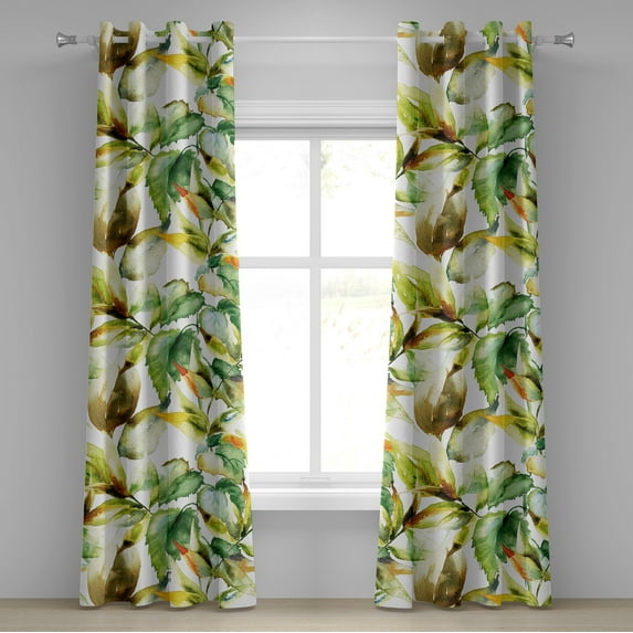 Ambesonne Leaves Greenery Grommet Curtain, Botanical Leaf Art, 50"x72", Green Chocolate