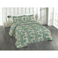 thumbnail image 1 of Ambesonne Leaves Greenery Quilted Bedspread Set 3 Pcs, Art Leafy Pattern, Twin, Salmon White Sea Green, 1 of 4