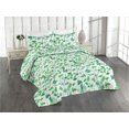 thumbnail image 1 of Ambesonne Leaves Greenery Quilted Bedspread Set 3 Pcs, Art Modern Branches, Twin, White Sea Green and Seafoam, 1 of 4