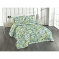 thumbnail image 1 of Ambesonne Leaves Greenery Quilted Bedspread Set 3 Pcs, Tropical Dreamy Art, King, Apple Green Seafoam, 1 of 4