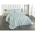 thumbnail image 1 of Ambesonne Leaves Greenery Quilted Coverlet 3 Pcs, Jungle Fantasy Leaf, King Size, Cadet Blue Eggshell, 1 of 1