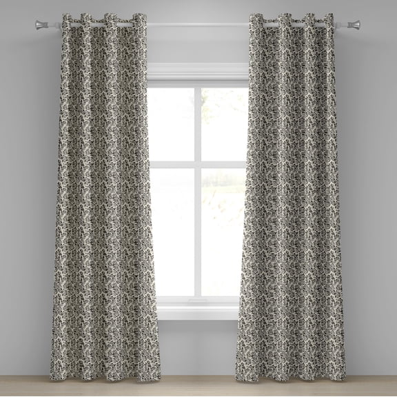 Ambesonne Leaves Grommet Curtain, Abstract Nature Swirls, 50" x 96", Cream Dark Taupe
