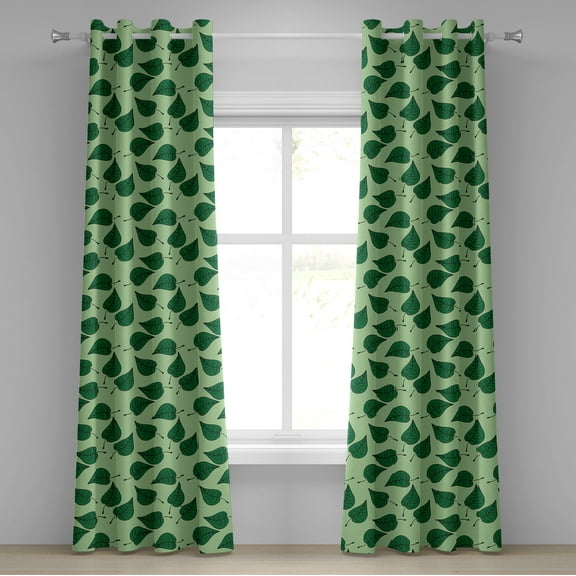 Ambesonne Leaves Grommet Curtain, Composition of Nature, 50" x 72", Pale Green Fern Green