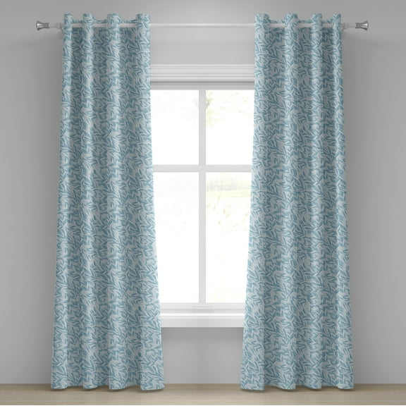 Ambesonne Leaves Grommet Curtain, Nature Growth Vintage, 50" x 96", Pale Blue Blue