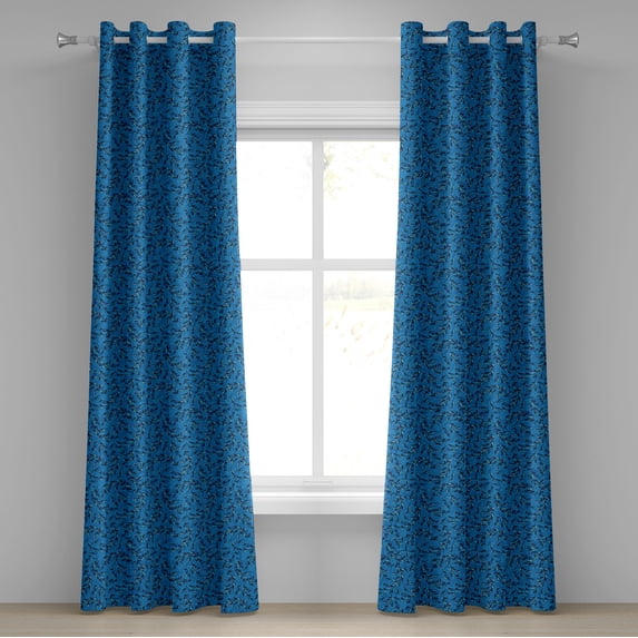 Ambesonne Leaves Grommet Curtain, Scenes from Nature, 50" x 120", Blue and Violet Blue