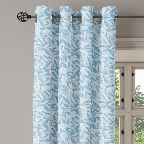 Ambesonne Leaves Grommet Curtain Single Panel, Nature Growth Vintage, 50"x60", Pale Blue Blue