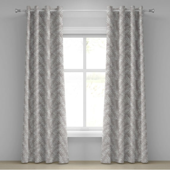 Ambesonne Leaves Grommet Curtain, Warm Taupe Leaf Botanical, 50"x108", Warm Taupe White