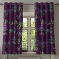 thumbnail image 1 of Ambesonne Leaves Grommet Curtain, Watercolor Modern Leaf Print, 50"x60", Plum Fuchsia and Green, 1 of 1