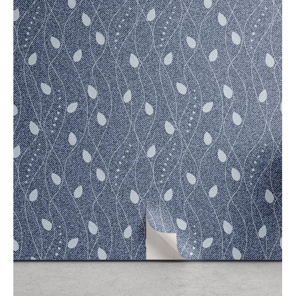Ambesonne Leaves Peel & Stick Wallpaper for Home, Branches over Denim, 13"x72", Pale Blue Slate