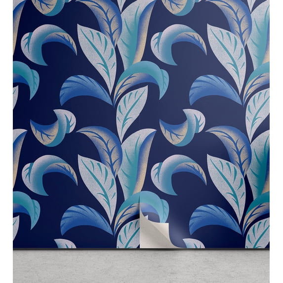 Ambesonne Leaves Peel & Stick Wallpaper for Home, Indigo Jungle Boho Print, 13"x100", Dark Lavender and Turquoise