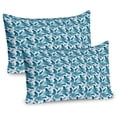 thumbnail image 1 of Ambesonne Leaves Pillow Sham 2 Pack, Exotic Brazilian Foliage, 30"x20", Aqua Dark Teal and White, 1 of 3