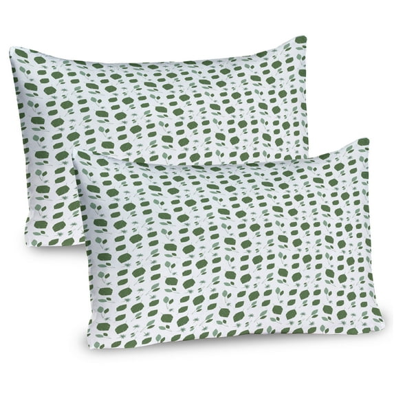 Ambesonne Leaves Pillow Sham 2 Pack, Nature Flitting Leaf, 26"x20", Green and White