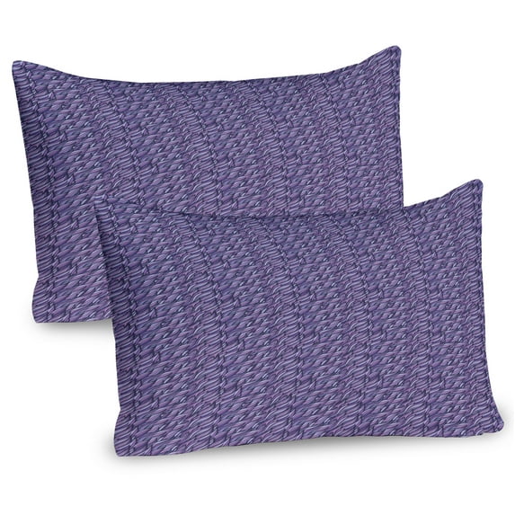 Ambesonne Leaves Pillow Sham 2 Pack, Purplish Curly Leaves Look, 26"x20", Pale Purple Lavender Blue