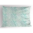thumbnail image 1 of Ambesonne Leaves Pillow Sham, Flowery Branches Buds, 36" X 20", Teal Grey Cream, 1 of 2