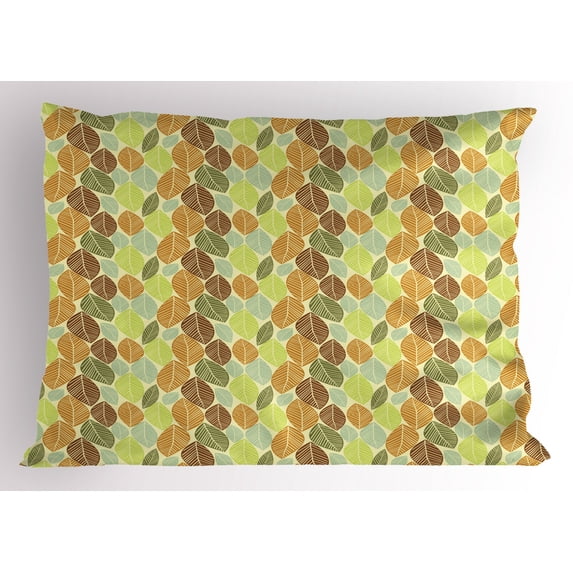 Ambesonne Leaves Pillow Sham, Soft Colored Autumn Foliage, 26" X 20", Multicolor