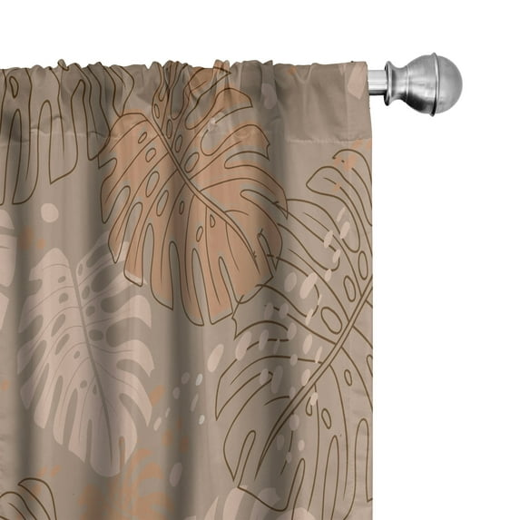 Ambesonne Leaves Print Curtains, Retro Autumn Print, Pair of 28"x95", Pale Salmon Warm Taupe
