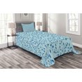 thumbnail image 1 of Ambesonne Leaves Quilted Bedspread Set 2 Pcs, Blue Berries Rustic Life, Twin Size, Blue Pale Blue, 1 of 3