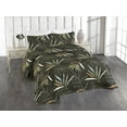 thumbnail image 1 of Ambesonne Leaves Quilted Bedspread Set 3 Pcs, Modern Simplistic Leafy Art, King, Dark Olive Green and Yellow, 1 of 4