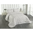thumbnail image 1 of Ambesonne Leaves Quilted Coverlet 3 Pcs, Warm Taupe Leaf Botanical, King Size, Warm Taupe White, 1 of 4