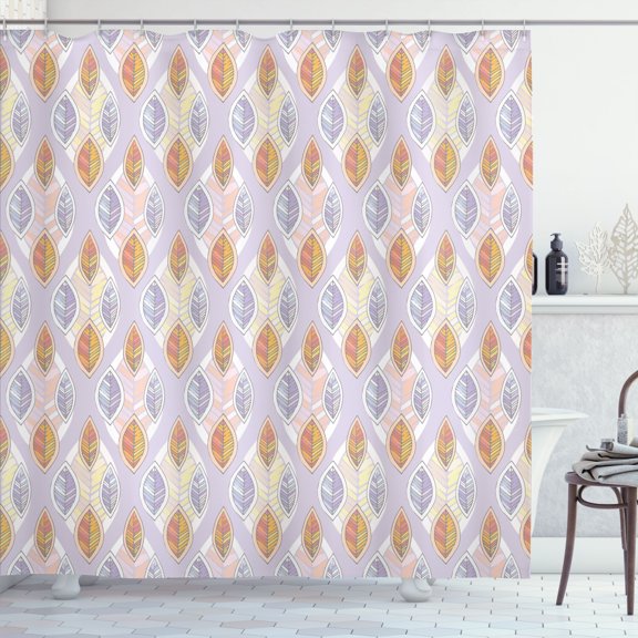 Ambesonne Leaves Shower Curtain, Cartoon Style Foliage, 69"Wx84"L, Multicolor