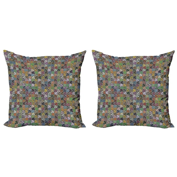 Ambesonne Leaves Throw Pillow Cover 2 Pack, Colorful Graphic Foliage, 16", Multicolor