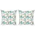 thumbnail image 1 of Ambesonne Leaves Throw Pillow Cover 2 Pack, Double Exposure Tropical, 20", White and Multicolor, 1 of 2