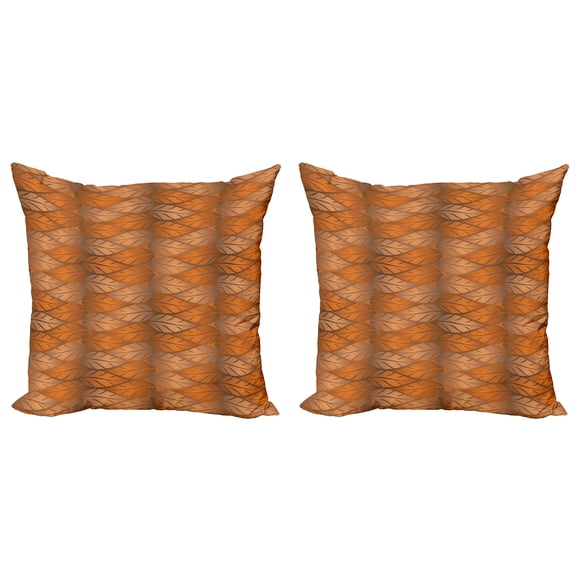 Ambesonne Leaves Throw Pillow Cover 2 Pack, Nature Autumn, 20", Pale Caramel Ginger
