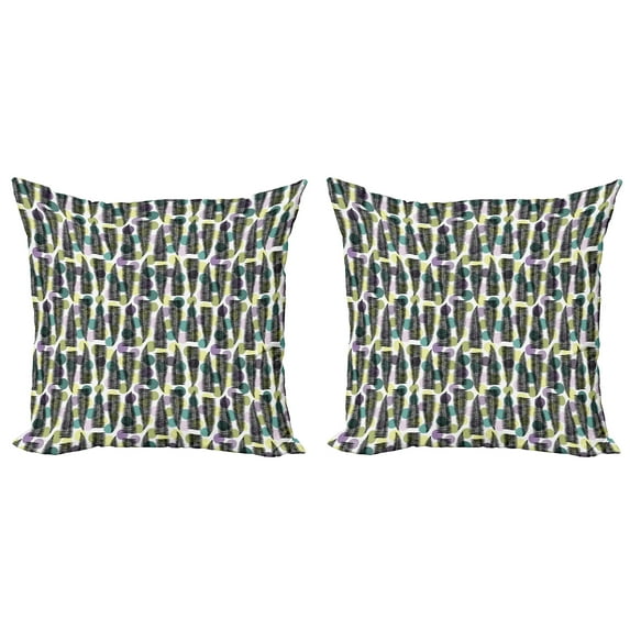 Ambesonne Leaves Throw Pillow Cover 2 Pack, Ornamental Polka Dots, 16", Multicolor