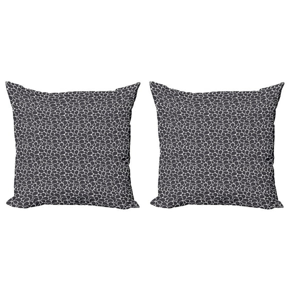 Ambesonne Leaves Throw Pillow Cover 2 Pack, Teardrop Shapes Grunge, 16", Taupe and Off White