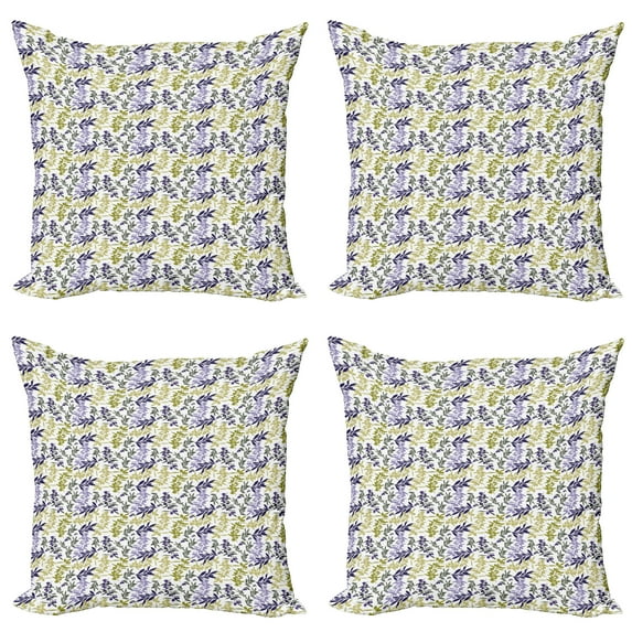 Ambesonne Leaves Throw Pillow Cover 4 Pack, Abstract Olive Tree Branches, 20", Multicolor