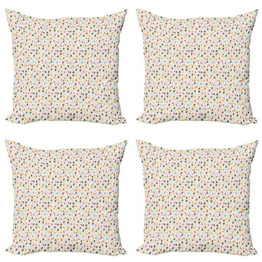 Ambesonne Leaves Throw Pillow Cover 4 Pack, Colorful Composition Blossom, 24", White and Multicolor