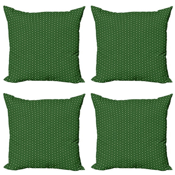 Ambesonne Leaves Throw Pillow Cover 4 Pack, Foliage Pattern with Dots, 16", Green and Cream