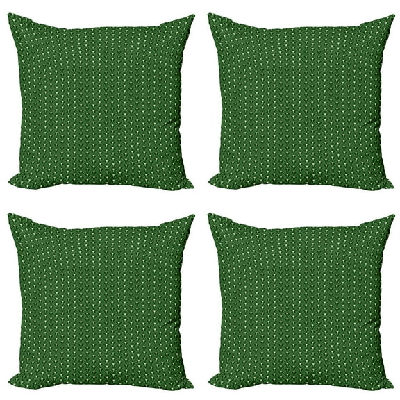 Ambesonne Leaves Throw Pillow Cover 4 Pack, Foliage Pattern with Dots, 20", Green and Cream