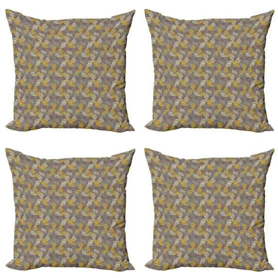 Ambesonne Leaves Throw Pillow Cover 4 Pack, Ornate Botanical Elements, 18", Mauve Taupe Multicolor
